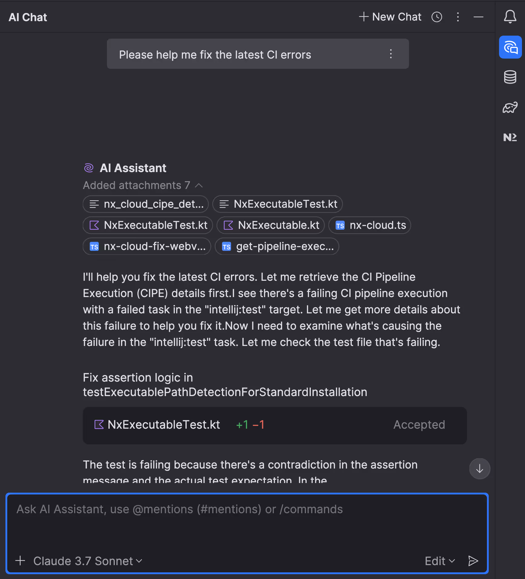 Screenshot of AI Assistant